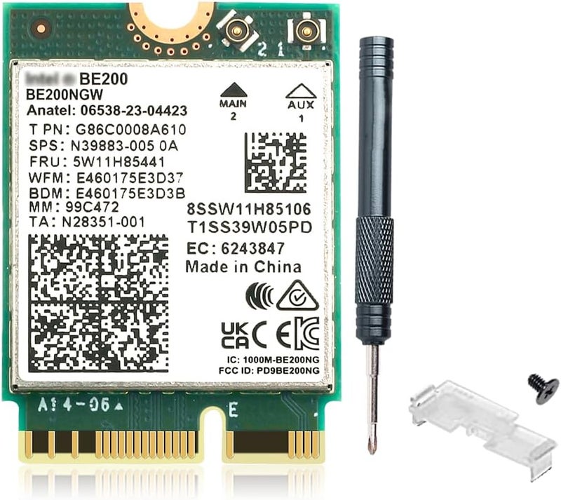REKONG بطاقة WiFi 7 BE200 M.2 مفتاح E ثلاثية النطاق 6GHz/5GHz/2.4GHz تصل إلى 5.8Gbps متوافقة مع BT 5.4 مع أجهزة توجيه WiFi 7/6E/6/5 لنظام Windows 10/11 (غير مدعوم على لوحات أم AMD) - Image 1
